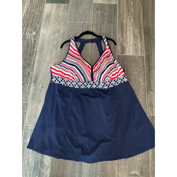 Swim 365 Plus size Swimsuit Women's size 30W Red White Blue One-piece - Picture 3 of 5